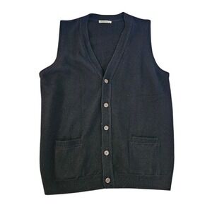 WoolOvers Sweater Vest Men Black Wool XL